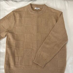 Madewell Men's Checkerboard Sweater, Crewneck, Heather Sand, Size L, NWOT